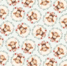 Til The Cows Come Home" Highland Cow, Cows Fabric 1yd BTY Cotton FastShip