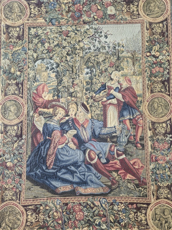 The Month of October European Decorative Woven Florentine Tapestry 36” x 27”  - Image 2 of 4
