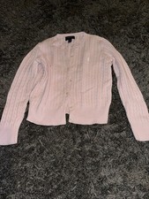 Girls Polo Ralph Lauren Light Pink Cableknit Cardigan Light Pink White Rider