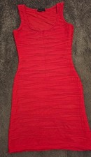 Exhibit Red Sleeveless Bodycon Knee Length Scoop Neck Dress Size 8