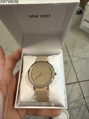 Nine West Women's Gold-Tone and Tan Strap Watch NW/2346GPTN