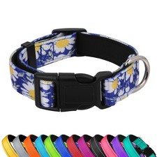PWOD Reflective Dog Collar Adjustable Soft Neoprene Padded Nylon Pet Collars ...