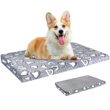 Reversible Waterproof Dog Crate Mat with Removable Washable Cover, Grey