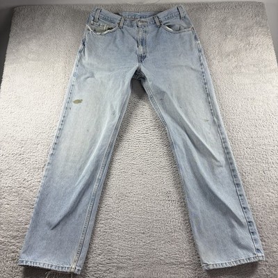 Vintage Levi 505 Jeans Mens 38x34 (Fits 34x32) Light Wash Fading Staining