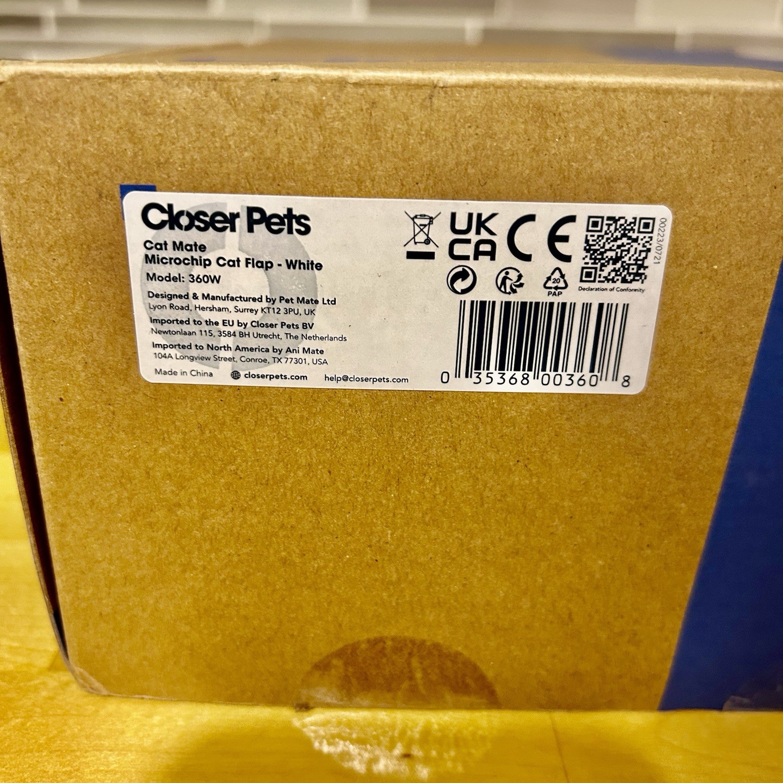 Closer Pets Cat Mate Microchip Cat Flap Door (White) 360W Smart Door Brand New