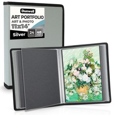 Dunwell 11x14 Art Portfolio Binder with Mounting 11x14" w/ BLK Paper, Silver