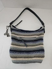 The Sak Sequoia Indigo Crochet Hobo Shoulder Bag With Access Denied Wallet