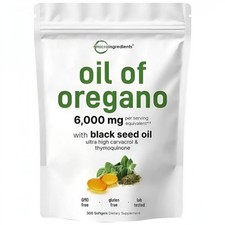3 Pack Oil of Oregano 900 Softgels with Black Seed Oil 6000mg Oil Herbal
