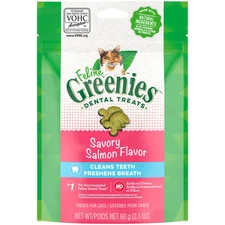Feline Greenies Savory Salmon Flavor Dental Cat Treats 2.1 Oz Vet Recommended