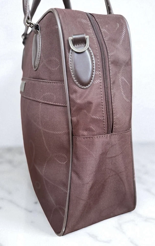 Hartmann - Barbara Barry Bolso de Mano de Fin de Semana Equipaje Marrón Patrón Jacquard Foto 2 de 4