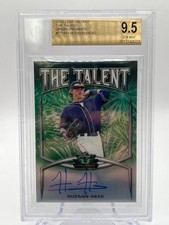 2019 LEAF VALIANT HUDSON HEAD 77/99 GREEN PRISMATIC THE TALENT AUTO BGS 9.5