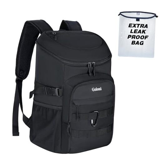 Cooler Backpack Insulated Leak Proof,Small Soft Coolers Bag for Men and Black