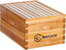 BeeCastle Heavy Wax Coated Langstroth Deep Brood Box w/ 8 Frames Unassembled