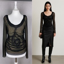 Top Zucchero Milano maglia trasparente manica lunga nero donna taglia 38 Italia Avant Gar