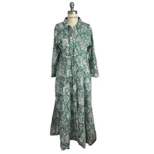 India Amory women’s the shirt dress legume green floral blockprint sz large