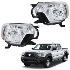 For 2012-2015 Toyota Tacoma Chrome Headlights Amber Corner Lamps Leftright