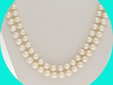 Vintage Pearl Single Strand Necklace 5.5 - 6MM Cream Knotted Endless 46  Long
