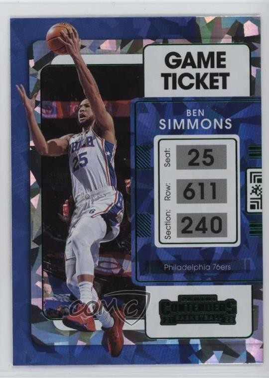 2021-22 Panini Contenders Game Ticket Green Ice Ben Simmons #77 12d5