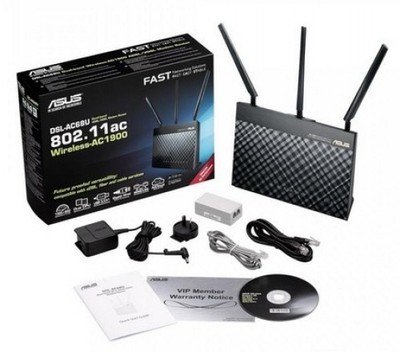 Asus DSL-AC68U AC1900 Black Diamond Dual-Band WLAN-Modemrouter (VDSL2 / ADSL2/2+
