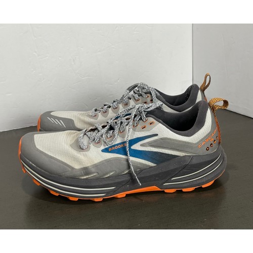 Brooks Cascadia 16 Shoes Men size 9.5 medium d Gray blue orange running Sneakers
