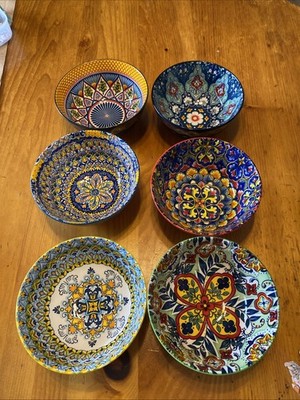 Ceramic Bowls Very Colorful Set Of 6  Unbranded
