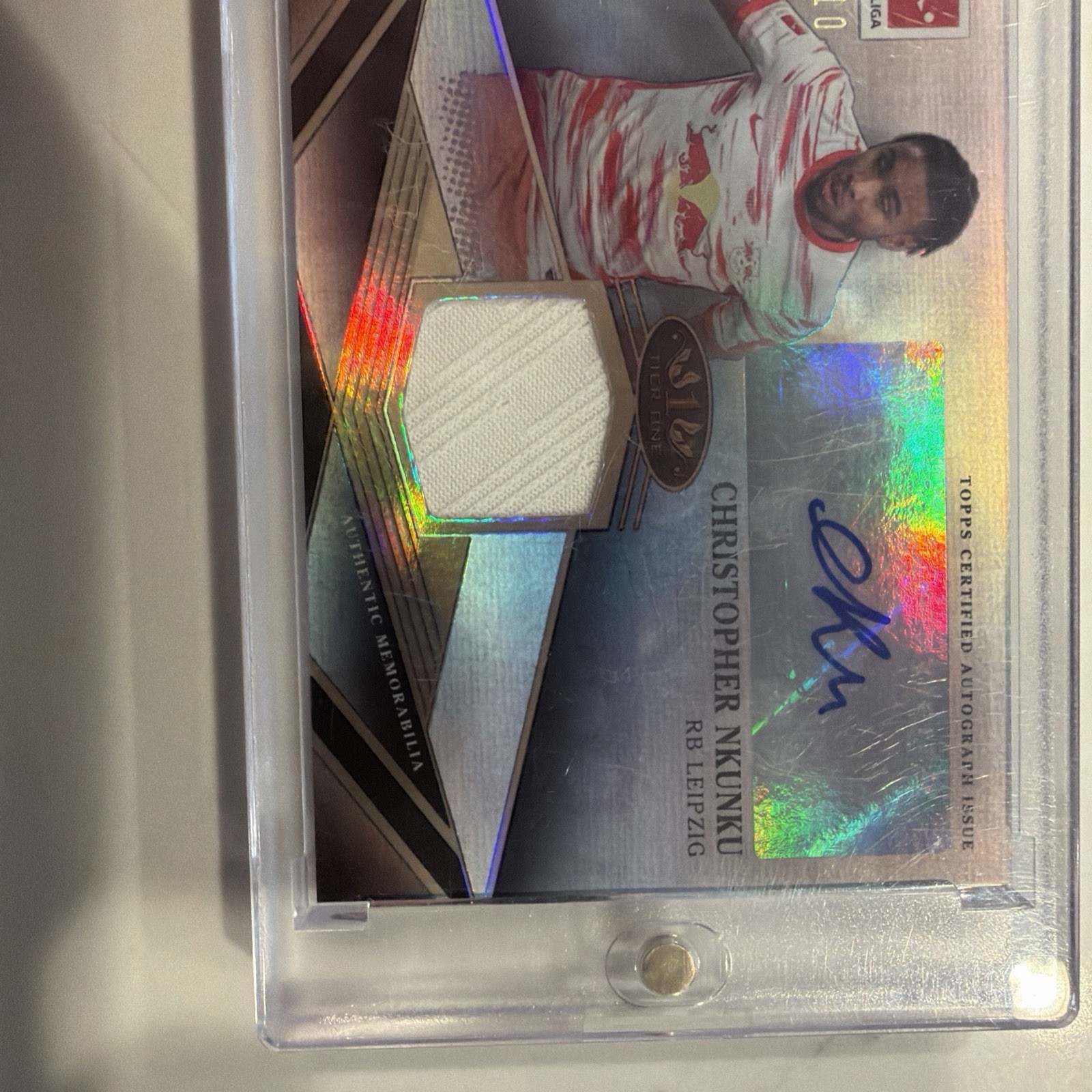 2021-2022 Topps Tier One Bundesliga Christopher Nkunku Auto Relic /10 RB Leipzig view 4