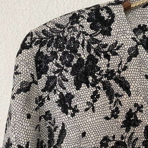 Flora Kung NY Silk Cropped Jacket Black White Floral Women’s 10 Vintage 80s - Picture 3 of 12