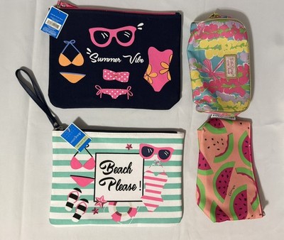 2 NWT  West Loop Beach Swim Suite Bas + 2 Make up Bag Estée Lauder Clinique