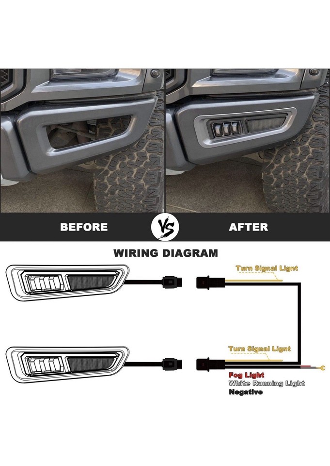 2017-2020 Ford Raptor F150 Fog Lights w/Sequential Amber Turn Signal ...