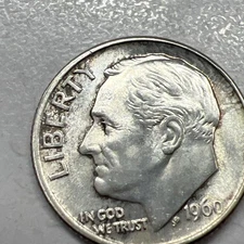 1960 Roosevelt Dime 90% Uncirculated Silver 10c US Coin
