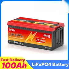24V 100Ah LiFePO4 Battery Pack Lithium Iron Batteries Built-in BMS 8000+ Cycles