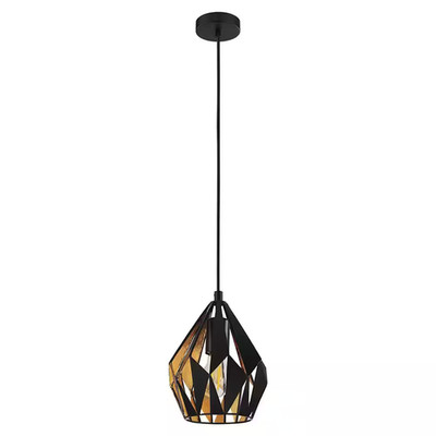 Eglo Carlton 3 7.25 in. W x 8.5 in. H 1-Light Matte Black/Gold Leaf Finish Meta