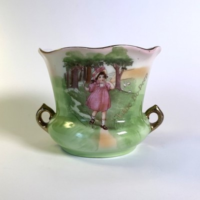 Royal Bayreuth Little Bo Peep Porcelain Urn Handles Bavaria 2.75'' tall Germany