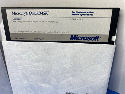 Vtg 5.25 Floppy Disks 1 & 2 Microsoft Quick Basic Compiler IBM Personal Computer - Picture 11 of 16