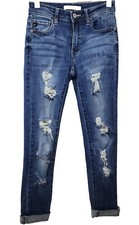 KanCan Jeans Size 1/24 Mid Rise Skinny Distressed Womens Rolled Cuff Ankle