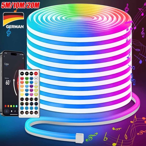 RGB Neon LED Stripe Streifen 24V Flex Schlauch Lichtband Dimmbar,Bluetooth APP - Bild 3 von 19