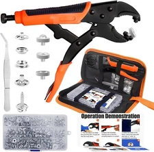 Snap Fastener Pliers Boat Tool Kit, 60-Set Marine Snaps 15mm Metal Snap Buttons