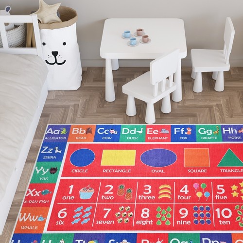Low Pile Kids Rug for Playroom - Ultra-Thin Non-Slip Kids Area Rug - Washable - 第 96/115 張圖片