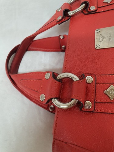 AUTHENTIC MCM Red Leather Tote Bag - Picture 19 of 21