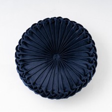 Round Velvet Pillow Throw Pillow Pumpkin Shape  Cushion Floor Pillows Navy Blue