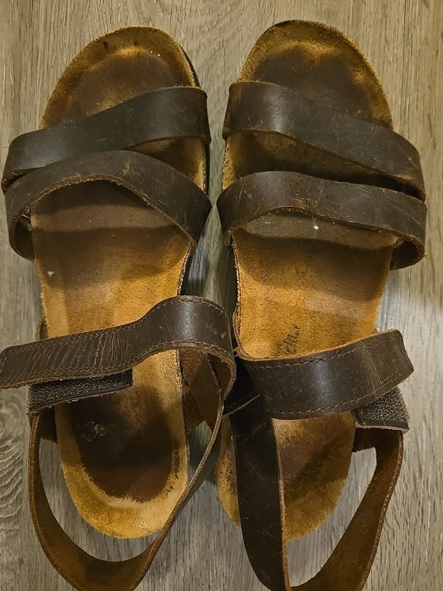 Naot Women 39 Size Sandals Wedge Heel Shoes Brown Kayla Adjustable