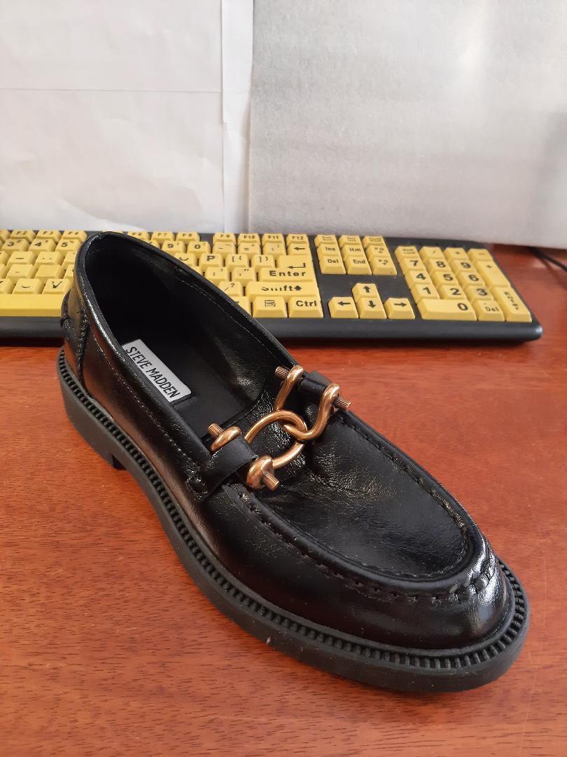 NEW ! Steve Madden Women Meadow Loafer Black Leather Sz 5  display picture 2