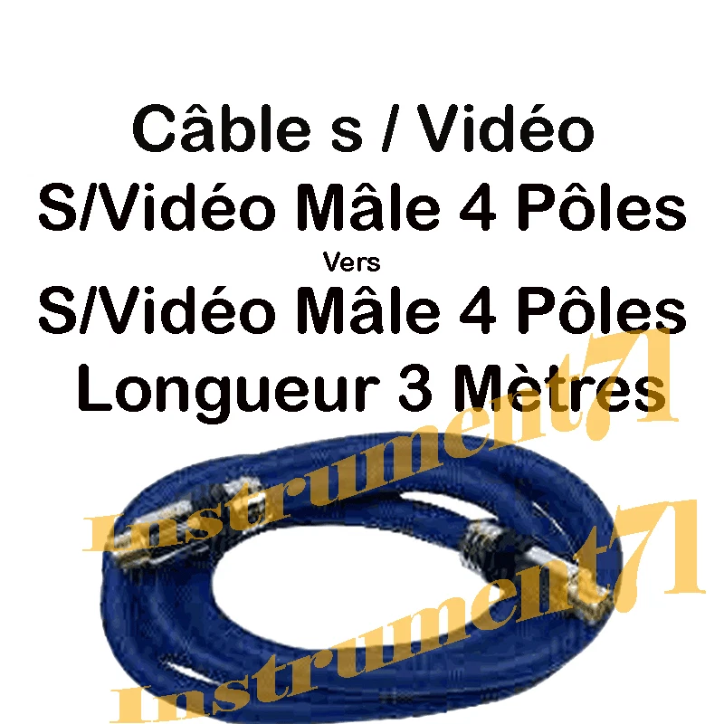 Câble s/Vidéo Mâle ves s/Vidéo Mâle Fiches Dorés Haute Qualité Long 3 Métres - Photo 1/1