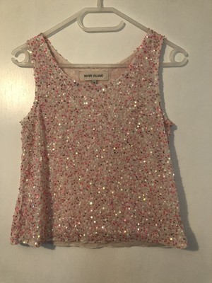 pink sequin vest top