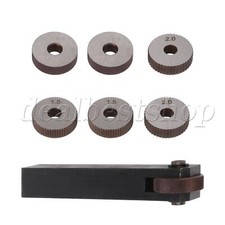 Straight Linear Knurling Tools Kit with 6 Wheels 0.5/1.5/2mm Black & Silver