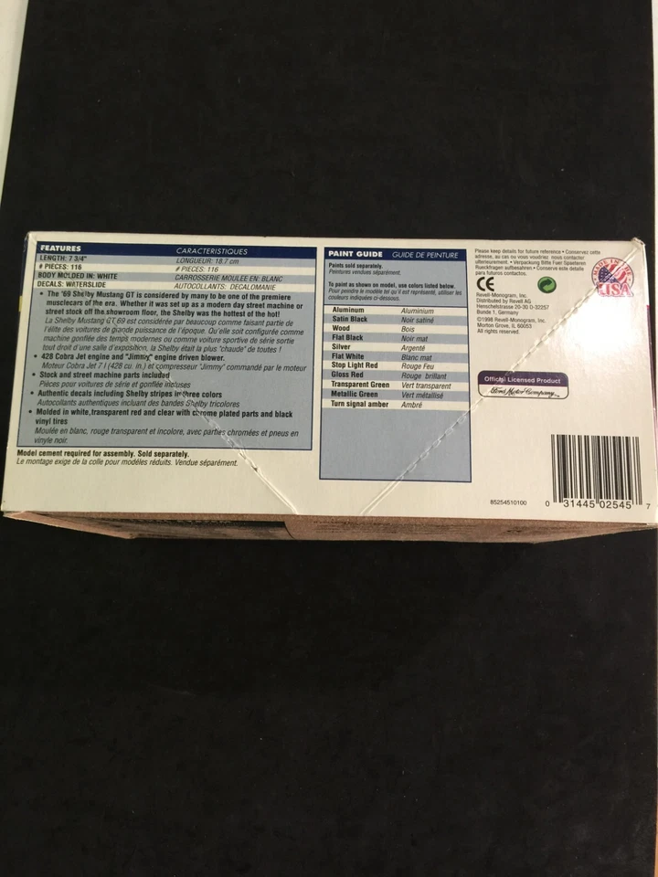 KIT MODELLINO AUTO 69 SHELBY MUSTANG 2'N 1 REVELL 1:25 NUOVO IN SCATOLA - Immagine 2 di 4