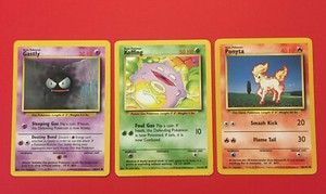 Pokemon Base Set Gastly 50/102 Koffing 51/102 Ponyta 60/102 WOTC 1999 Vintage LP