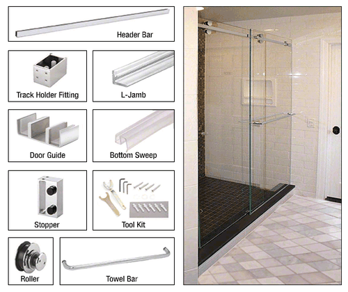 CRL CAM73PS Stainless Deluxe 180 Cambridge Two Door Bypass Sliding Shower Door - Picture 2 of 12
