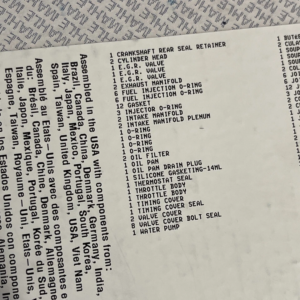 Juego de juntas de motor MAHLE - 95-3552 para GM 1999-2003 3,1 L V6 Buick Chevrolet Más Foto 3 de 3