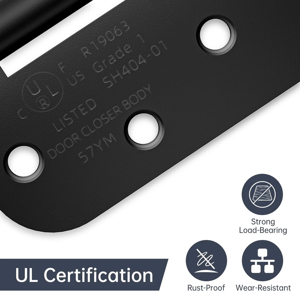 Bisagras de puerta de cierre automático de 4 pulgadas, listadas por UL, negro mate, paquete de 3 Foto 4 de 4